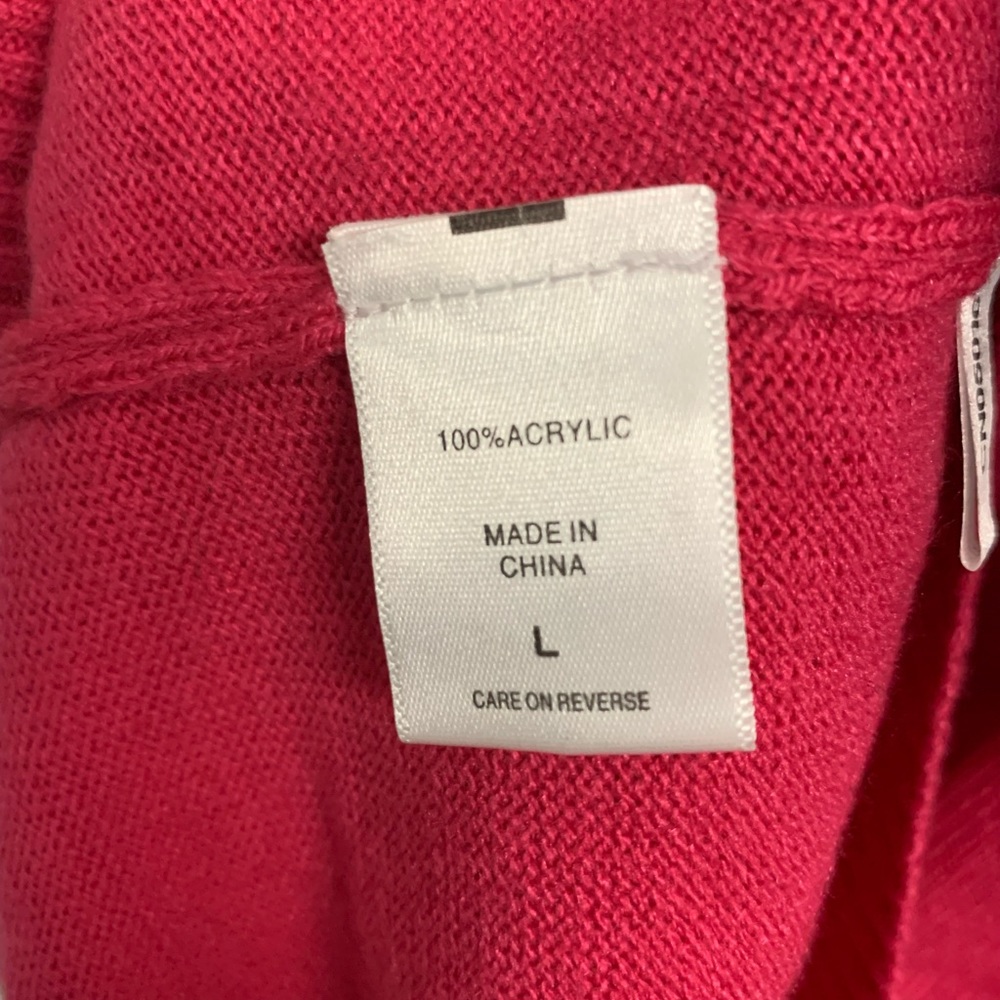 New York & Company Hot Pink Long Sleeve V-neck Pullover Sweater Hoodie Sz: Large - Picture 4 of 11